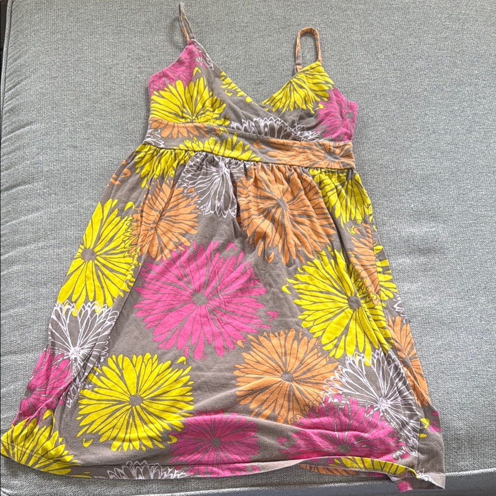Old Navy Yellow and Pink Ruched Sundress